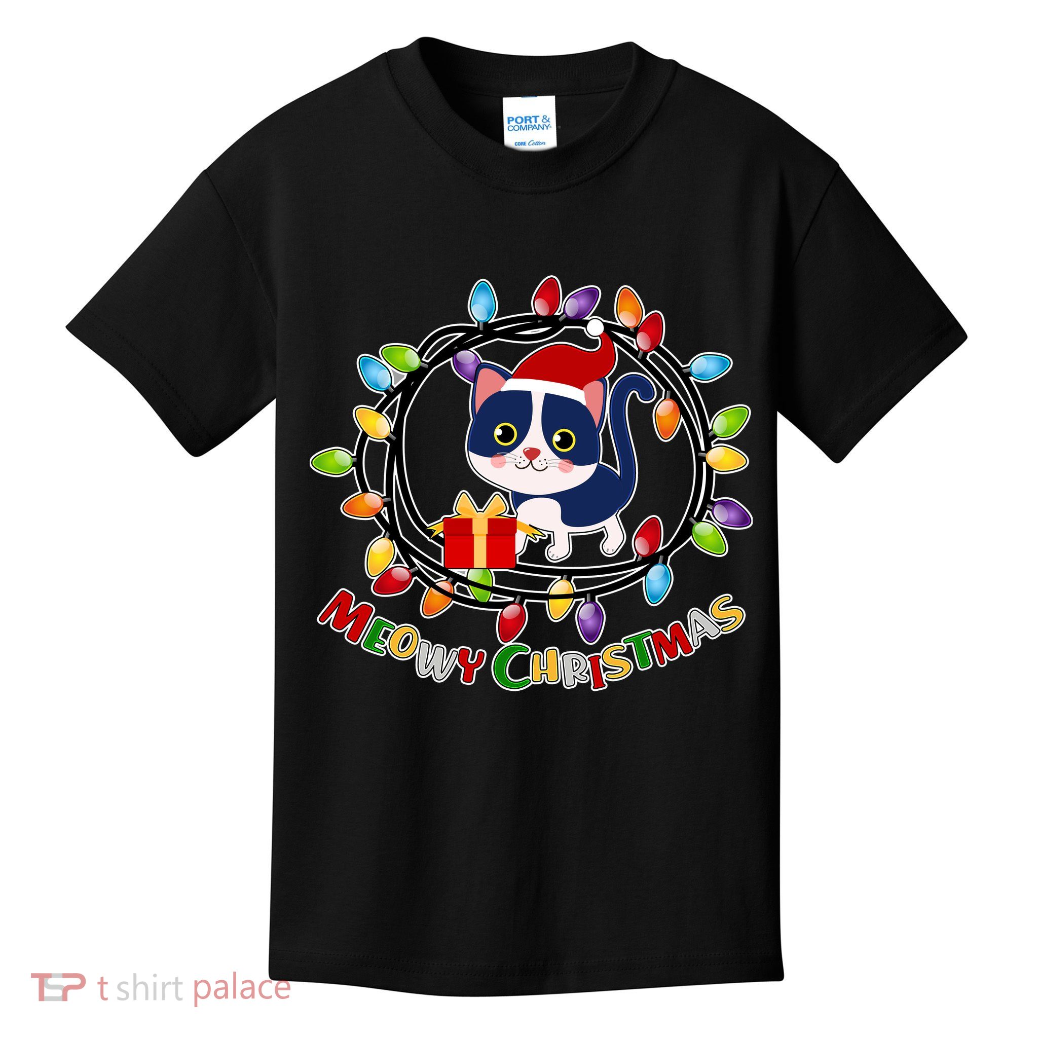 Meowy Christmas Kitty Kids T-Shirt