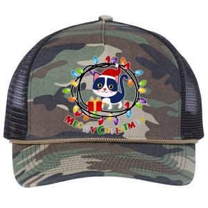 Meowy Christmas Kitty Retro Rope Trucker Hat Cap