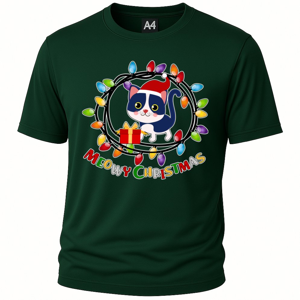 Meowy Christmas Kitty Cooling Performance Crew T-Shirt
