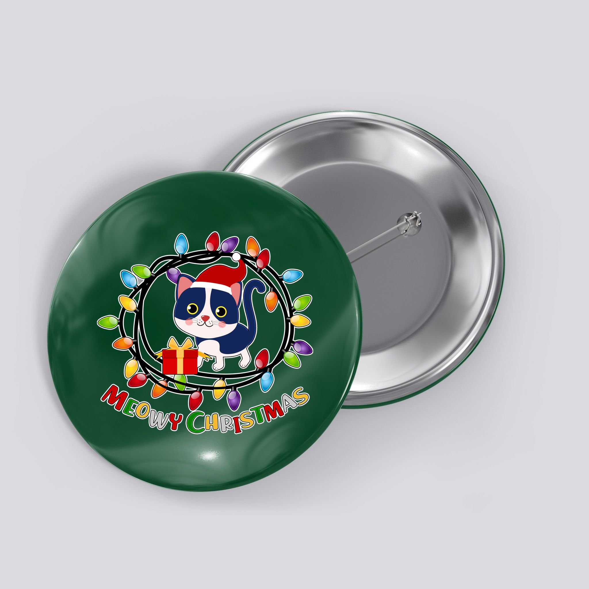 Meowy Christmas Kitty Button