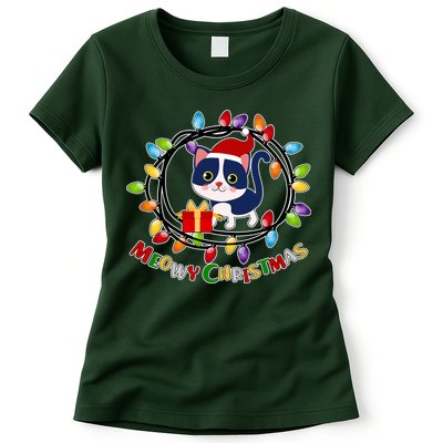 Meowy Christmas Kitty Womens T-Shirt