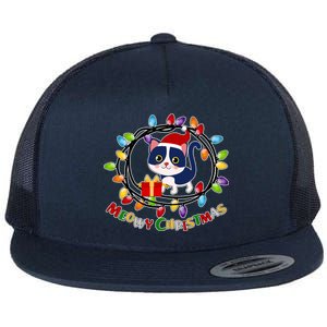 Meowy Christmas Kitty Flat Bill Trucker Hat