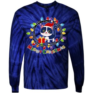 Meowy Christmas Kitty Tie-Dye Long Sleeve Shirt