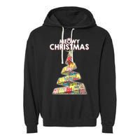 Meowy Christmas Tree For Cat Lovers Garment-Dyed Fleece Hoodie