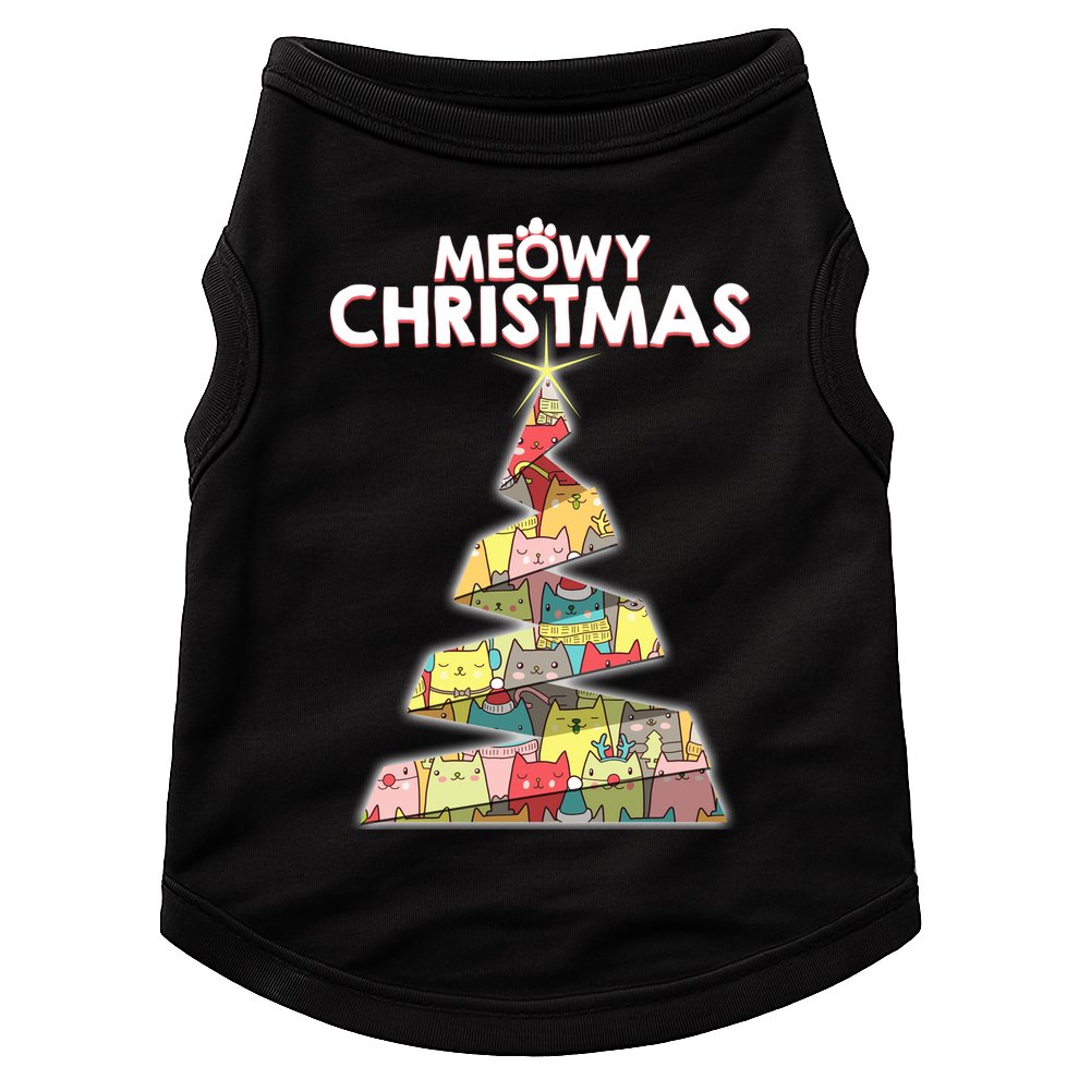 Meowy Christmas Tree For Cat Lovers Doggie Tank
