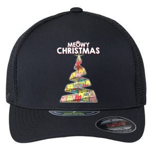 Meowy Christmas Tree For Cat Lovers Flexfit Unipanel Trucker Cap