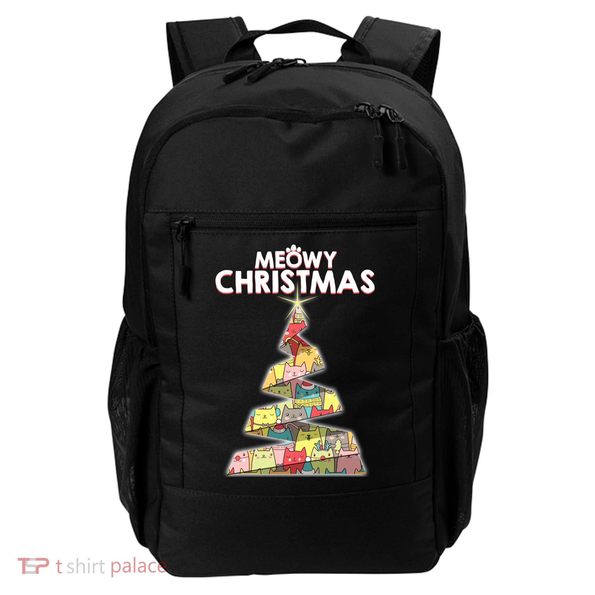 Meowy Christmas Tree For Cat Lovers Daily Commute Backpack