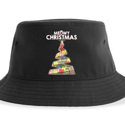 Meowy Christmas Tree For Cat Lovers Sustainable Bucket Hat