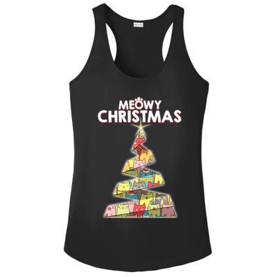 Meowy Christmas Tree For Cat Lovers Ladies PosiCharge Competitor Racerback Tank