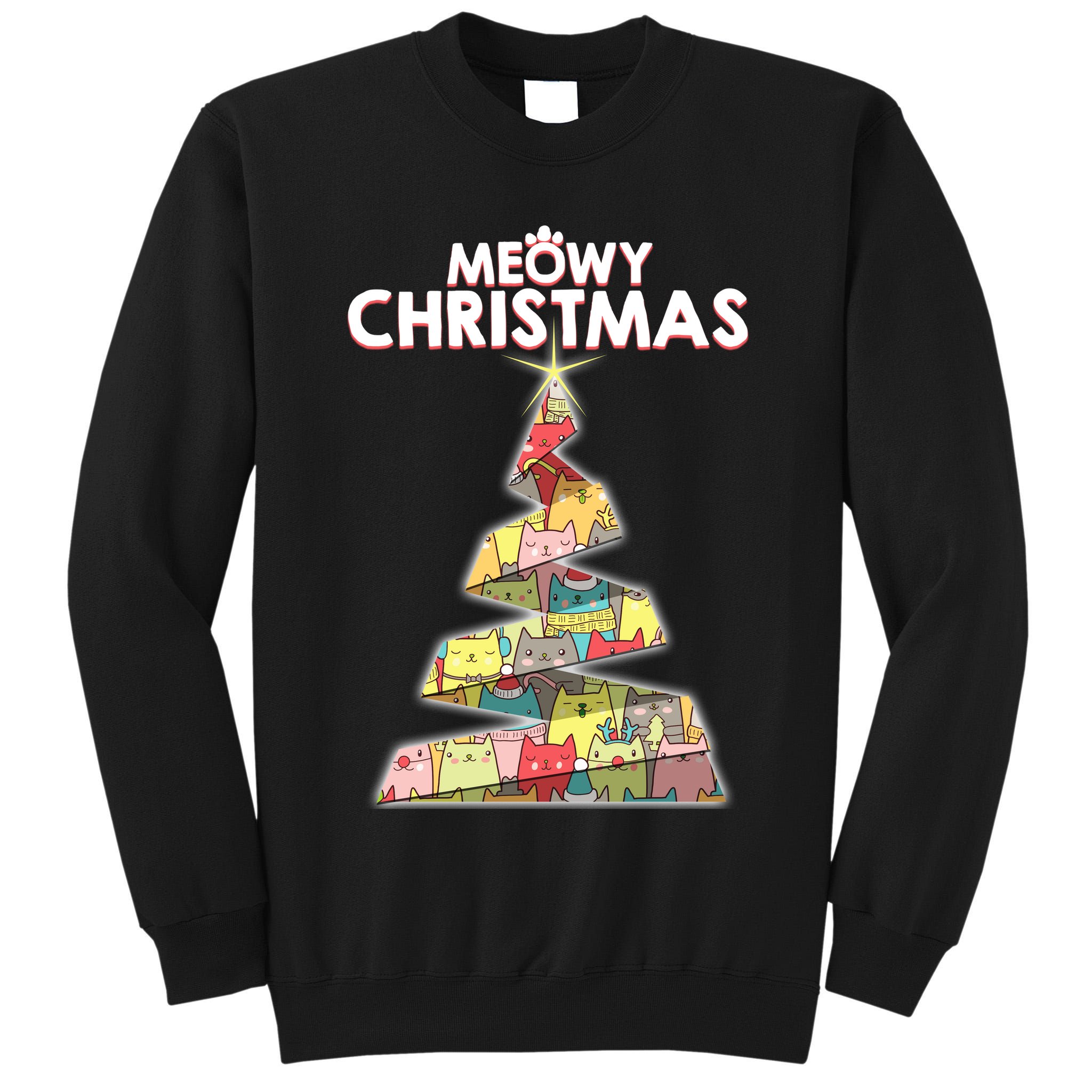 Meowy Christmas Tree For Cat Lovers Tall Sweatshirt