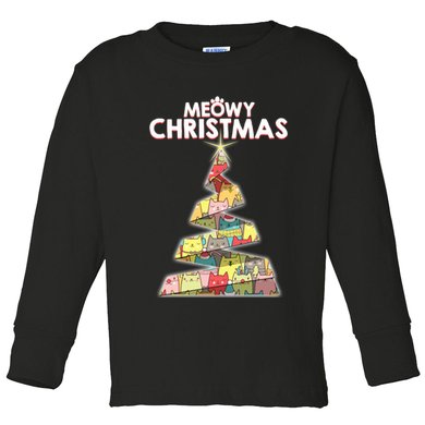 Meowy Christmas Tree For Cat Lovers Toddler Long Sleeve Shirt