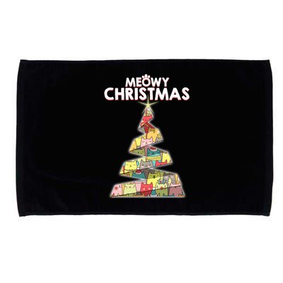 Meowy Christmas Tree For Cat Lovers Microfiber Hand Towel