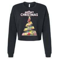 Meowy Christmas Tree For Cat Lovers Cropped Pullover Crew