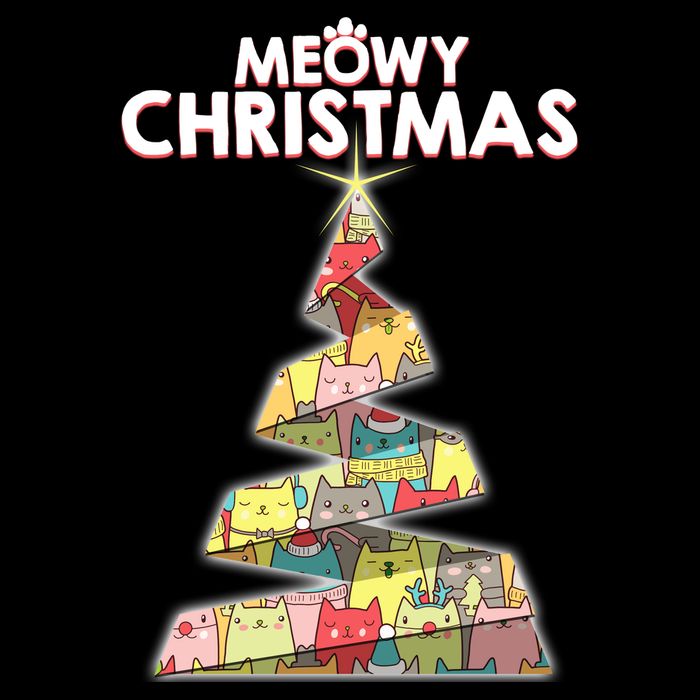 Meowy Christmas Tree For Cat Lovers Cropped Pullover Crew