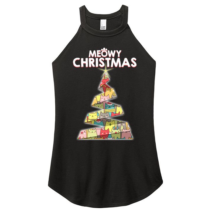 Meowy Christmas Tree For Cat Lovers Women's Perfect Tri Rocker Tank