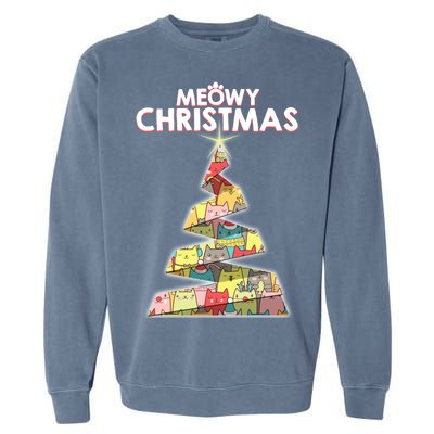 Meowy Christmas Tree For Cat Lovers Garment-Dyed Sweatshirt