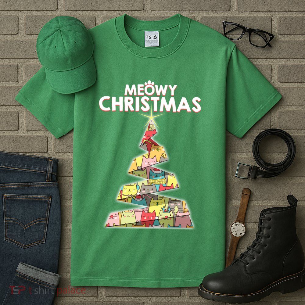 Meowy Christmas Tree For Cat Lovers Tall T-Shirt