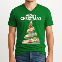 Meowy Christmas Tree For Cat Lovers V-Neck T-Shirt