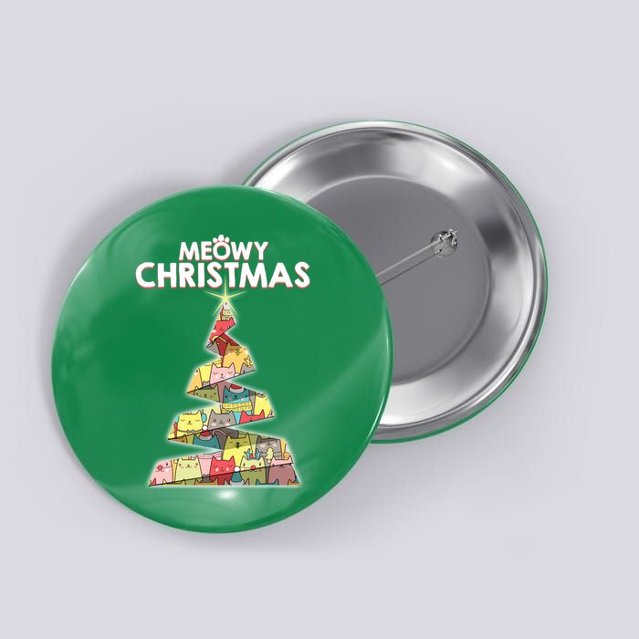 Meowy Christmas Tree For Cat Lovers Button