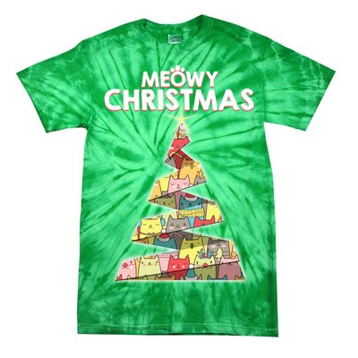 Meowy Christmas Tree For Cat Lovers Tie-Dye T-Shirt