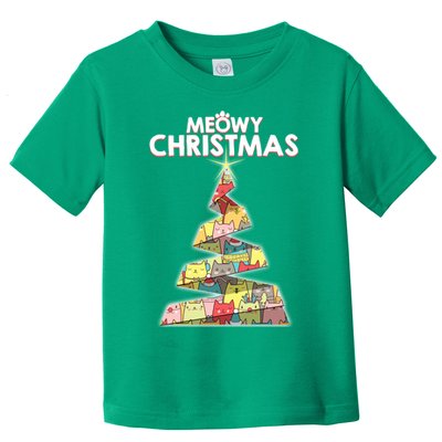 Meowy Christmas Tree For Cat Lovers Toddler T-Shirt