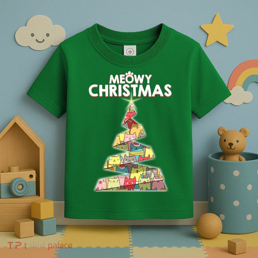 Meowy Christmas Tree For Cat Lovers Toddler T-Shirt