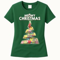 Meowy Christmas Tree For Cat Lovers Womens T-Shirt