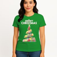 Meowy Christmas Tree For Cat Lovers Womens T-Shirt
