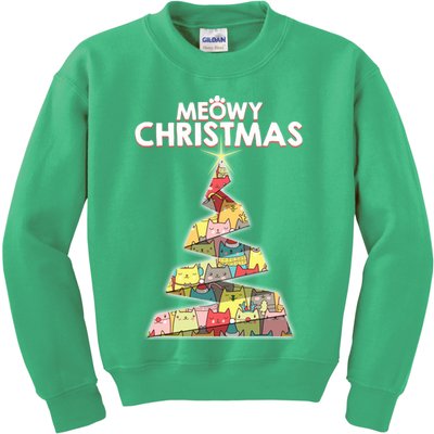 Meowy Christmas Tree For Cat Lovers Kids Sweatshirt