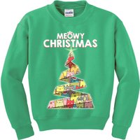 Meowy Christmas Tree For Cat Lovers Kids Sweatshirt