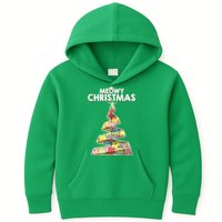 Meowy Christmas Tree For Cat Lovers Kids Hoodie