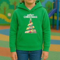 Meowy Christmas Tree For Cat Lovers Kids Hoodie