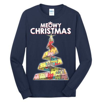 Meowy Christmas Tree For Cat Lovers Tall Long Sleeve T-Shirt