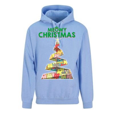 Meowy Christmas Tree For Cat Lovers Unisex Surf Hoodie