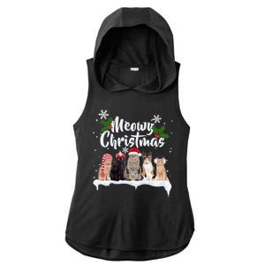 Meowy Christmas Winter Cats Ladies PosiCharge Tri-Blend Wicking Draft Hoodie Tank