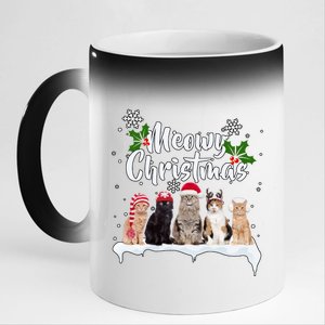 Meowy Christmas Winter Cats 11oz Black Color Changing Mug