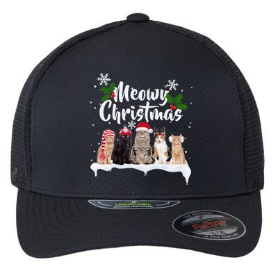 Meowy Christmas Winter Cats Flexfit Unipanel Trucker Cap