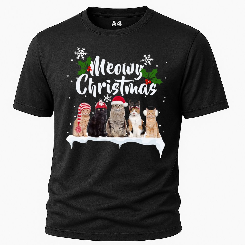 Meowy Christmas Winter Cats Cooling Performance Crew T-Shirt