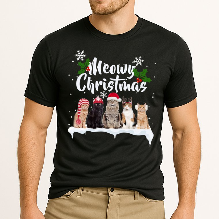 Meowy Christmas Winter Cats Cooling Performance Crew T-Shirt
