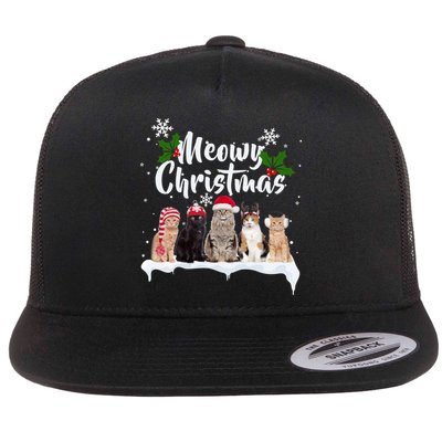Meowy Christmas Winter Cats Flatbill Hat