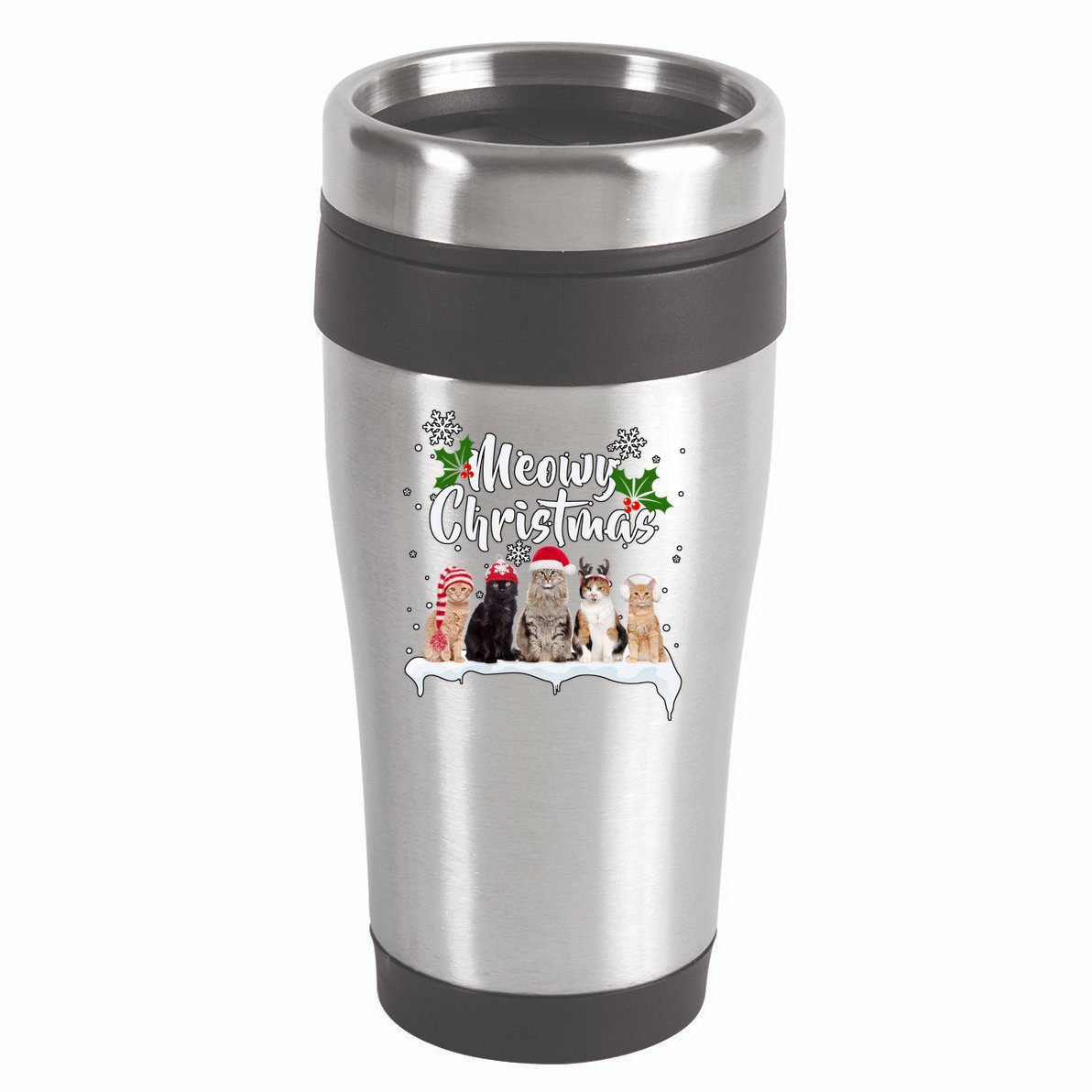 Meowy Christmas Winter Cats 16oz Travel Tumbler