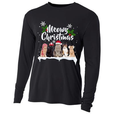 Meowy Christmas Winter Cats Cooling Performance Long Sleeve Crew