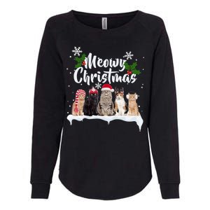 Meowy Christmas Winter Cats Womens California Wash Sweatshirt