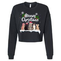 Meowy Christmas Winter Cats Cropped Pullover Crew