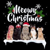 Meowy Christmas Winter Cats Cropped Pullover Crew