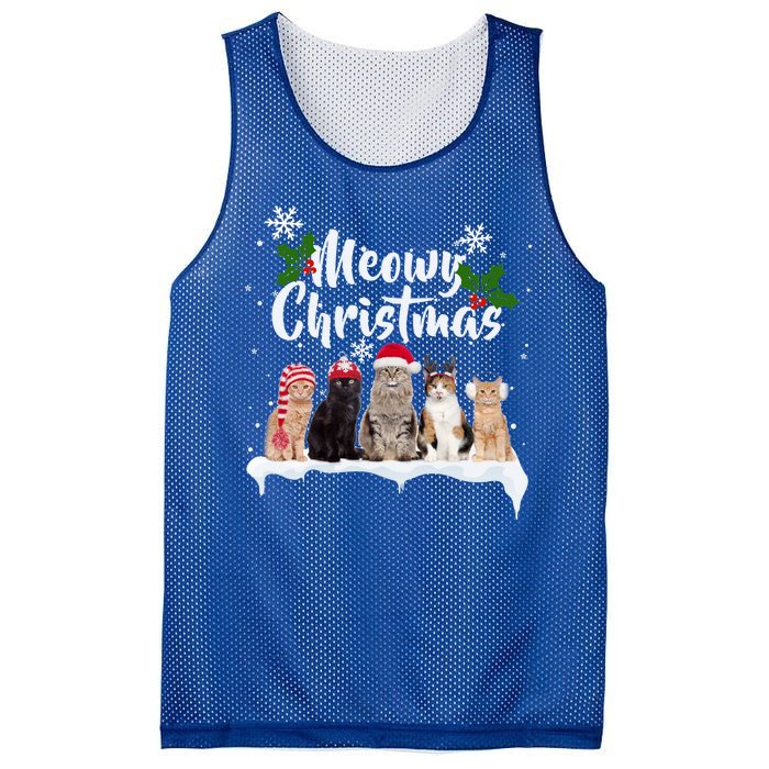 Meowy Christmas Winter Cats Mesh Reversible Basketball Jersey Tank