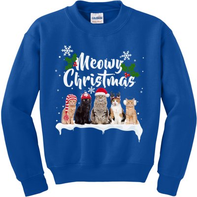 Meowy Christmas Winter Cats Kids Sweatshirt
