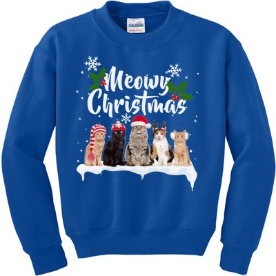 Meowy Christmas Winter Cats Kids Sweatshirt