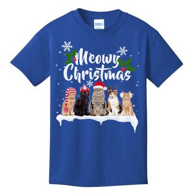 Meowy Christmas Winter Cats Kids T-Shirt