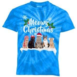 Meowy Christmas Winter Cats Kids Tie-Dye T-Shirt